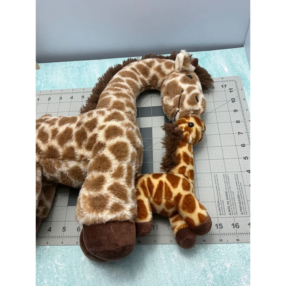 Plush Giraffe‎ Mother and Baby Attached Stuffed Animal Safari Nursery Decor 13in